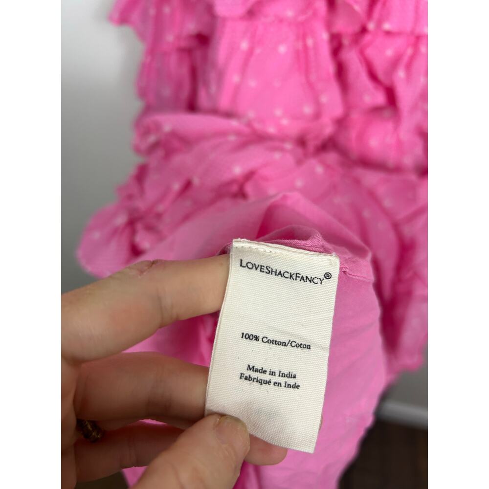 Loveshackfancy Idra Tiered Ruffle Maxi Dress Polka dot Hot Pink Cherry Sz 4 - Picture 10 of 11